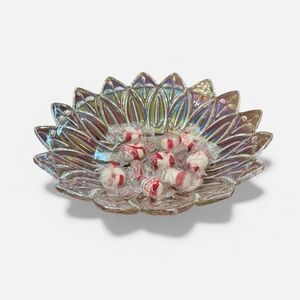 Vintage Carnival Glass Candy Dish | Iridescent Floral Bowl 10” girlhoodcore